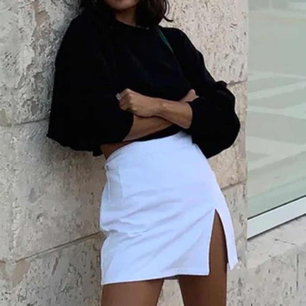PRINCESS POLLY LIONESS Lola Mini Skirt White High Waisted Slit